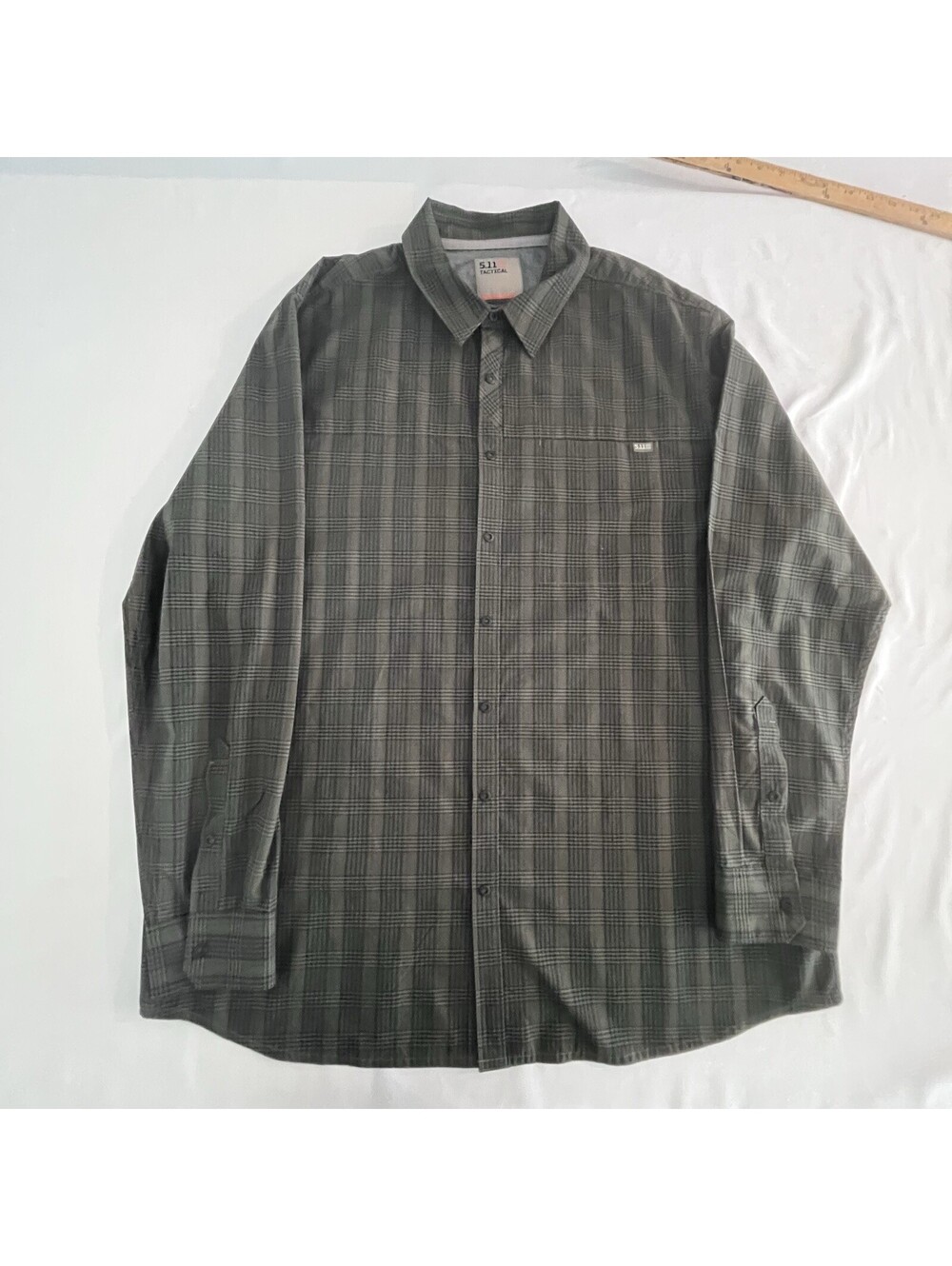 5.11 Tactical Concealment Pockets Mens XL Snap Front Green Plaid Shirt